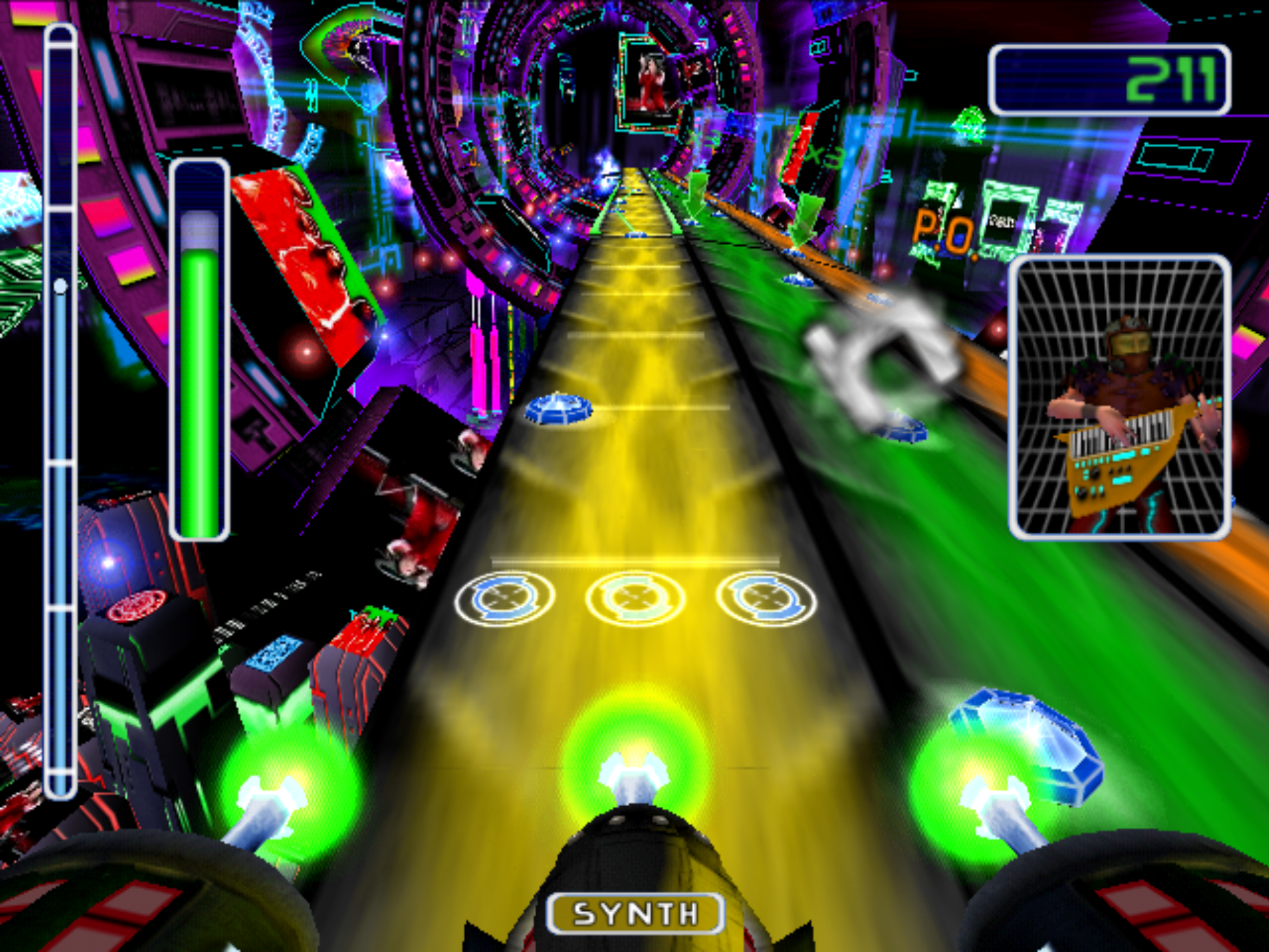 A screen shot from "Amplitude" showcasing the 2000's design aesthetic